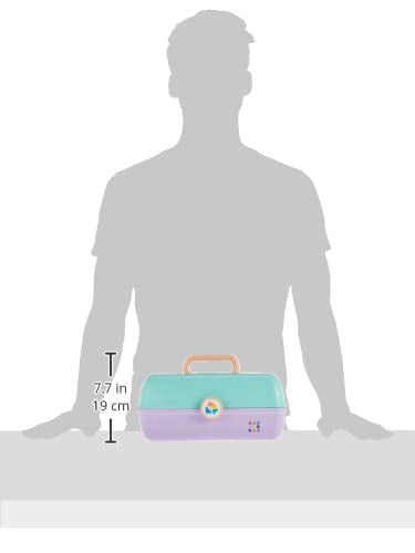 Caboodles On-The-Go Girl Makeup Box, Seafoam on Lavender, Hard Plastic Makeup Organizer Box, Built-In Mirror, Secure Latch for Safe Travel, Spacious Storage for Large Items