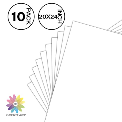 Mat Board Center, 10 Pack 20x24 White Backing Boards, Cardboard for Arts, Prints, Frames, Photos and More - size: 20x24