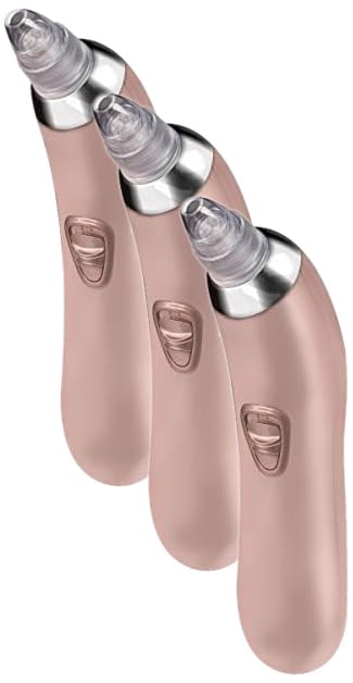Vivitar Microdermabrasion/Facial Pore Cleanser, Vacuum Suction Exfoliating Extractor Tool with 3 Beauty Attachments, Removes Blackheads & Whiteheads, Rose Gold (Pack of 3)
