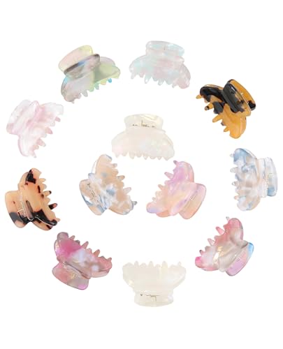 Claw Jaw Hair Clips 12PCS Small for Thin Hair Styling Mini Accessories Classic Clamp for Women Girls - color: Gilltter