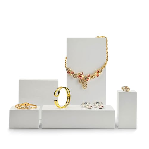 Oirlv Solid Wood Minimalism Style Jewelry Display Stand Showcase Jewelry Organizer Square Holder White Display Stand Riser (SM05206) - color: SM05206