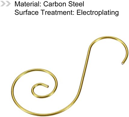 PATIKIL Christmas Ornaments Hooks 40 Pack S Shape Hooks Wire Metal Hanging for Christmas Party Tree Decorations, Golden Tone