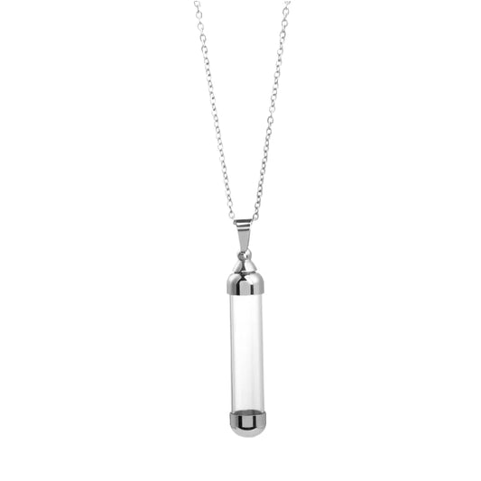 925 Sterling Silver Blood Vial Necklace For Women and Men - Glass Vial Pendant Necklace Perfume Bottle - Water Container Jar For Liquid Oil Diffuser Vial Jewelry