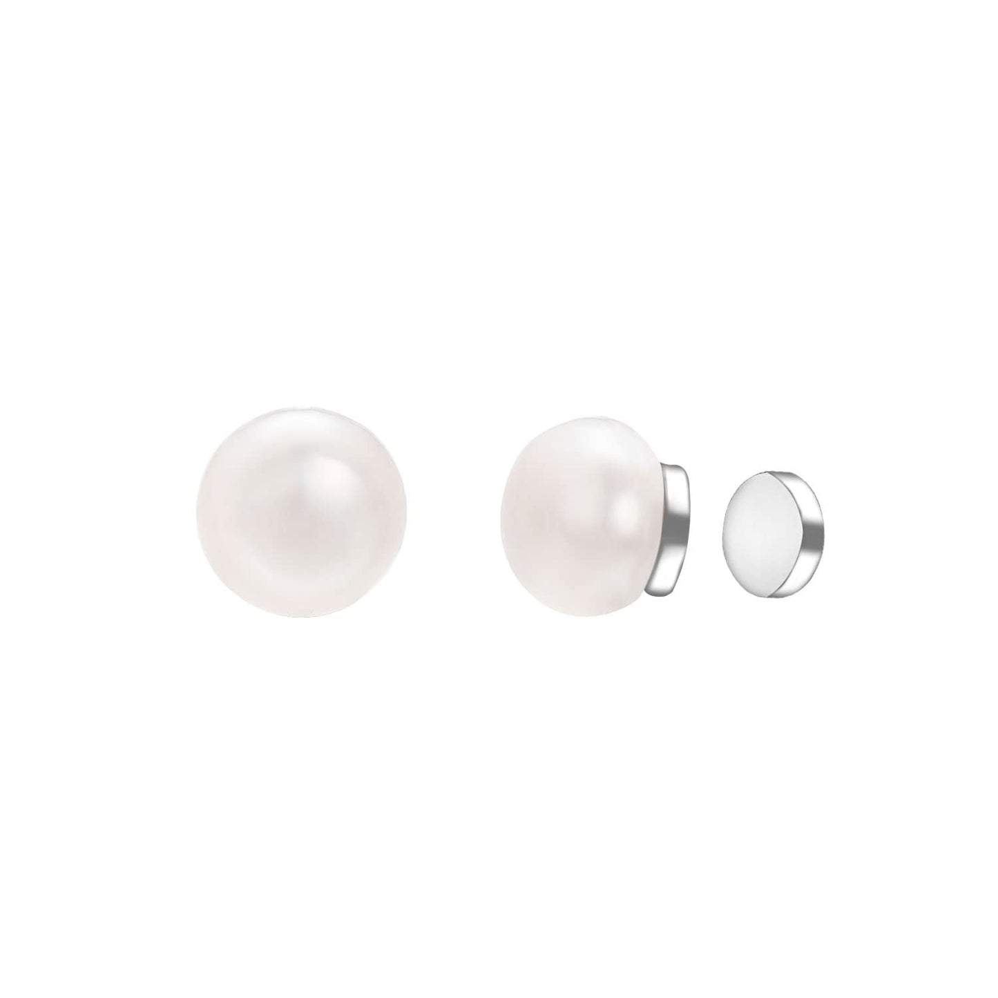 Airokiy Pearl Clip On Earrings Magnetic for Women Silver Magnetic Pearl Earrings for Non Pierced Ears 6mm