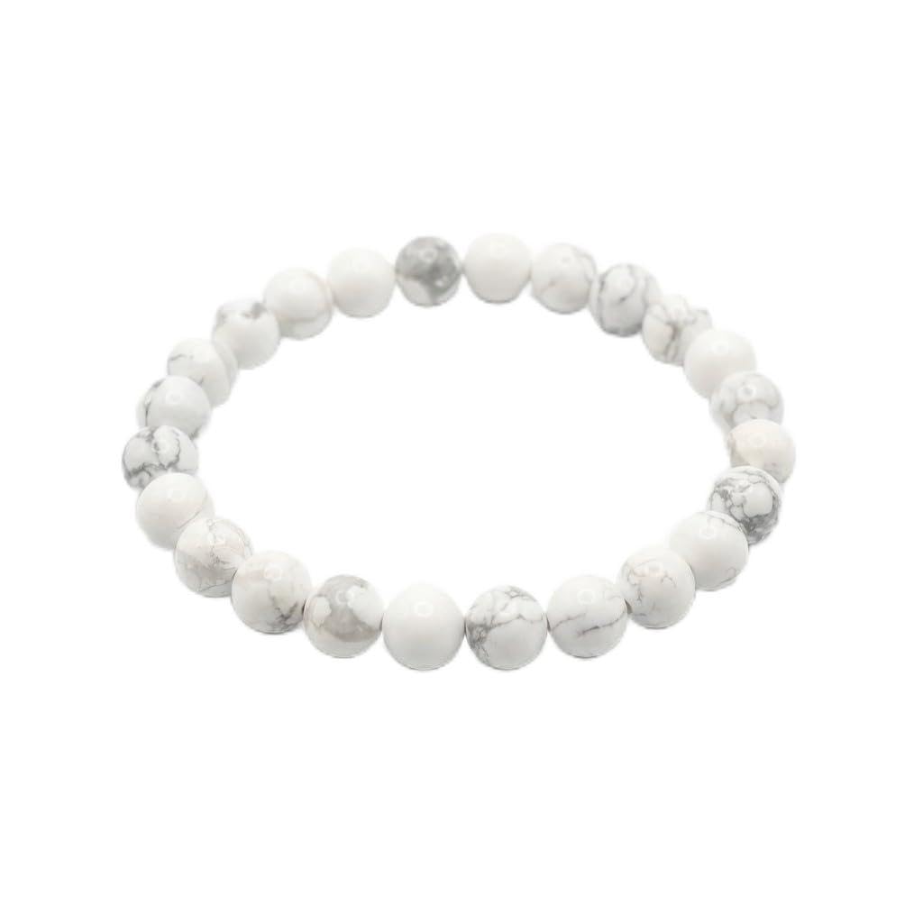 The Vida Handmade AAA+ Quality Crystal Stretch Elastic Bracelet - Nature Gemstone - Jewelry Gift - Holiday Gift - For Women & Men (Howlite)