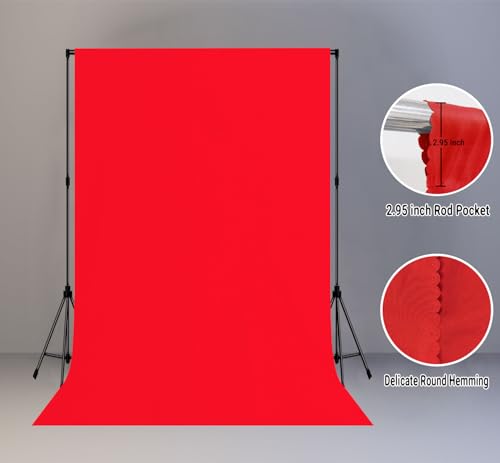 6x9FT Solid Red Screen Backdrop Background for Photography, Photo Backdrop Photoshoot Props - color: Red, size: 6X9ft