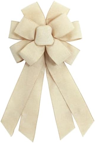 Natural Burlap Wreath Bow Birthday Anniversary Bows Wedding Farmhouse Bow Tree Ornament for Home Front Door Decorations