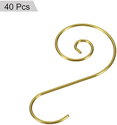 PATIKIL Christmas Ornaments Hooks 40 Pack S Shape Hooks Wire Metal Hanging for Christmas Party Tree Decorations, Golden Tone
