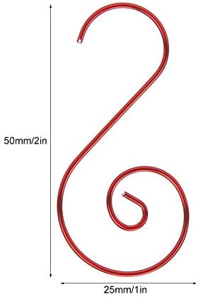 Jiawu 60pcs Metal S Shape Hooks for Christmas Tree Decorations (Red)
