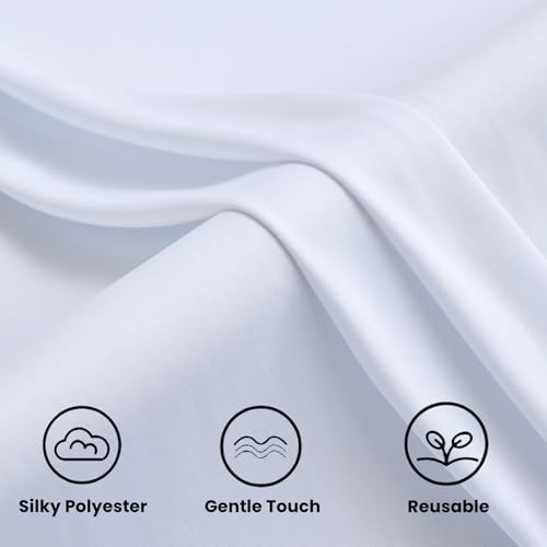10FTx12FT White Wrinkle-Free Wedding Backdrop Curtain -Silky Washable White Polyester Drapes for Baby Showers, Birthday Parties, Photography, and Wedding Receptions-2 Panels 5FTx12FT - color: White, size: W5' x H12'(2 panels)