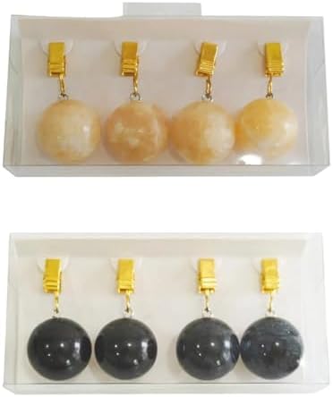 2 Set Tablecloth Weights Ornament with Metal Clips Marble Balls Hangers for Flags Party Curtains Garden(Yellow)