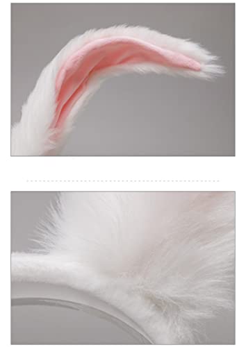 Faylay Cosplay Women Plush Furry Bunny Ears Headwear Accessory Rabbit Headband - color: Hbc-2-white