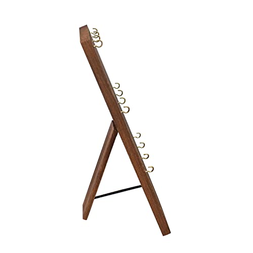 Ikee Design Wooden Jewelry Display Stand with 12 hooks, Earring Display with Hooks, Bracelet, Earring, Keychain Stand for Selling,7.8W x 7.8D x 15.9H in, Brown Color - color: Brown