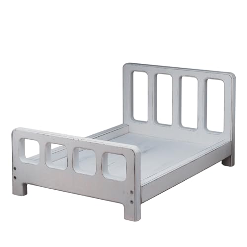 Newborn Photography Props Bed Prop White – Mini Wooden Baby Photography Bed for Newborn Photoshoots, Clean Classic Posing Prop for Studio or Home Sessions - size: Mini Bed White