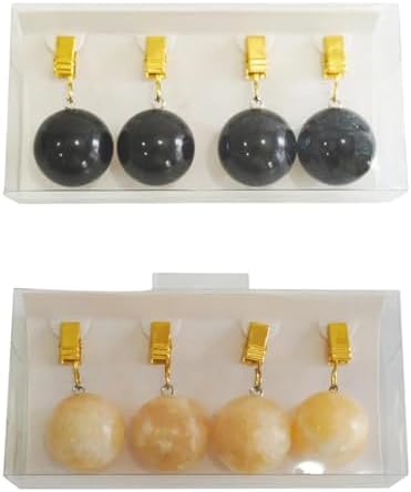 2 Set Tablecloth Weights Ornament with Metal Clips Marble Balls Hangers for Flags Party Curtains Garden(Yellow)