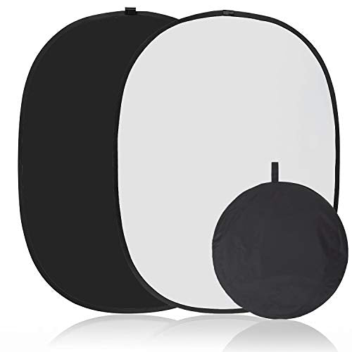 Koopro 5’×7’ Collapsible Twist Background Double-Sided Pop Up Flex Backdrops Chroma Black & White Portrait Screen Professional Video Photography and Television Studio Props with Carrying Case - color: Black&White