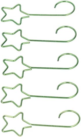 300Pcs Star Shaped Christmas Ornament Hooks, Stainless Steel S Hooks for Holiday Tree Decor, Decorative Hangers with Elegant Design for Home Garden Yard Use (Green)