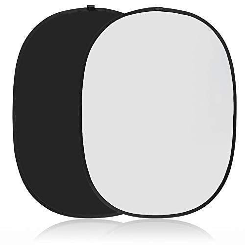 Koopro 5’×7’ Collapsible Twist Background Double-Sided Pop Up Flex Backdrops Chroma Black & White Portrait Screen Professional Video Photography and Television Studio Props with Carrying Case - color: Black&White