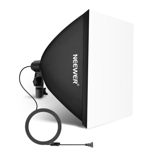 NEEWER 16x16in/40x40cm Softbox with E26 Porcelain Socket/Power Cord/White Diffuser/Stand Adapter, Durable Nylon Softbox Lighting Modifier for Studio Photography Lighting, SF4040 (US Plug) - size: 40X40cm