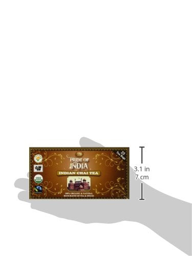 Pride of India | Chai Royale Exquisite Spiced Tea 1 oz (28.3 gm) | 15 Pyramid Full Leaf Individually Wrapped Tea Bags | 100% Natural Blend of Black Tea & Spices |Bold & Spicy Flavor
