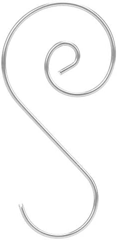Mini Metal S Hooks, 60pcs Christmas Tree Hooks with 4 Colors Red Green Gold Silver, S Shape Ornament for Home Office Decor, Tree Decorations and Craft Organization (Silver)