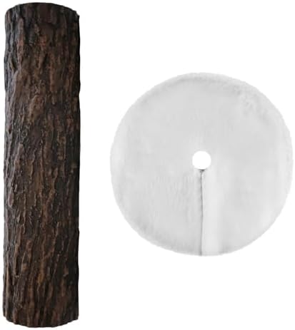 Artificial Bark Christmas Tree Skirt Hidden Fake Rod, Bark Wood Texture for Christmas Tree, Home, Party Holiday Decoration. (Christmas Fake Rod/Skirt Blank)