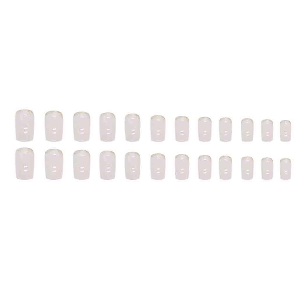 Foccna French Tip Press on Nails Medium, Pink Fake Nails Square Luxury Acrylic False Pink Marble Nails,Artificial Rhinestone Nails for Women and Girls,24 pcs