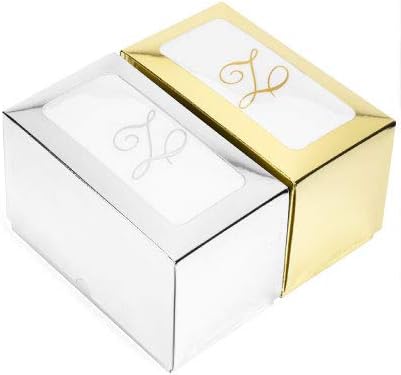 AH AMERICAN HOMESTEAD Disposable Hand Towels for Bathroom - Guest Bathroom Essentials - Monogrammed Disposable Napkins - Wedding Napkins in Paper Towel Tray (Silver D, 50 Count)