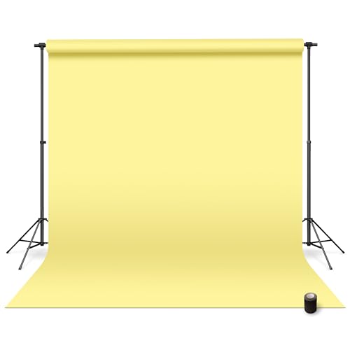 Denny Manufacturing - Seamless Paper Backdrop for Photography, Yellow Seamless Paper Roll - Lemon Yellow (53 in x 36 ft) Includes Free Roll Black Gaffer Tape (2 in x 13 ft) - color: Lemon Yellow, size: 53 in x 36 ft