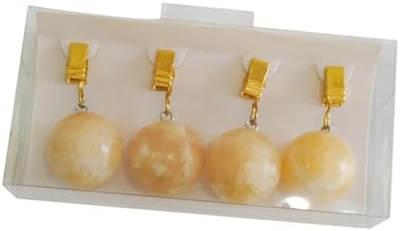 2 Set Tablecloth Weights Ornament with Metal Clips Marble Balls Hangers for Flags Party Curtains Garden(Yellow)