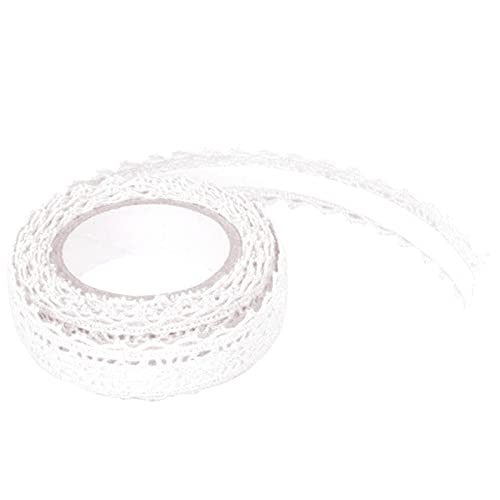 JIANWEI Washi Tape Lace Pattern, Self-Adhesive Decorative Masking Tape, DIY Scrapbooking Lace Tape Sticker, for Card Making/Crafts/Frames/Gifts Decoration (White)