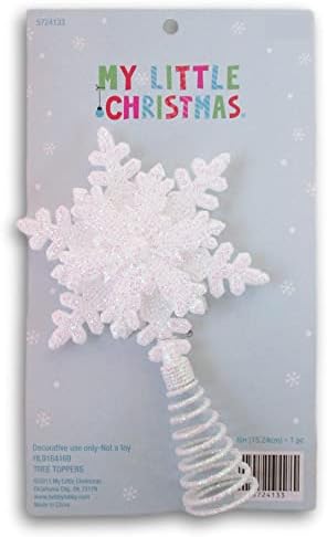 Glitter Snowflake Miniature Christmas Tree Topper - 6 Inches (Iridescent)