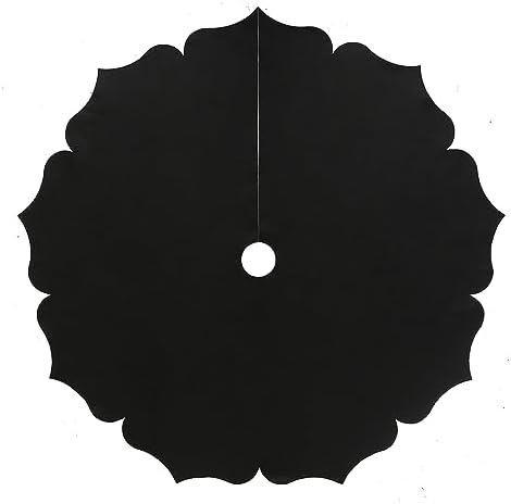Christmas Tree Skirt,48 inch Classic Non-Woven Fabric Black Tree Skirt,for Xmas Tree and Holiday Indoor Decoration(Black, Small)