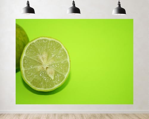 Trykid 5x5ft Fresh Lime Slice Backdrop Green Rind Citrus Fruit Scene Photography Background Food Themed Event Party Decoration Tapestry Photo Booth Prop Fabric - size: 5x5ft