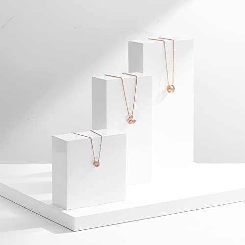 Oirlv Solid Wood Minimalism Style Jewelry Display Stand Showcase Jewelry Organizer Square Holder White Display Stand Riser (SM05206) - color: SM05206
