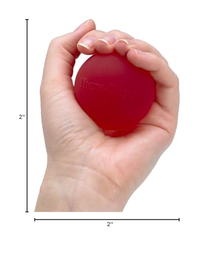 THERABAND Hand Exerciser, Stress Ball For Hand, Wrist, Finger, Forearm, Grip Strengthening & Therapy, Squeeze Ball to Increase Hand Flexibility & Relieve Joint Pain, Red, Soft, Beginner