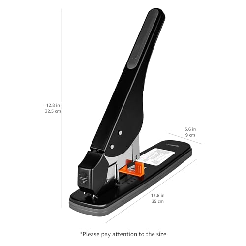 Amazon Basics Effortless Heavy Duty Stapler, 210 Sheets High Capacity, Large Office Stapler with 1000 Staples, Black