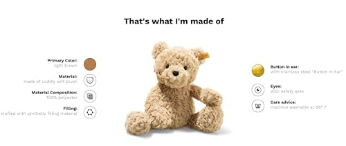 Steiff Jimmy Teddy Bear, Premium Teddy Bear Stuffed Animal, Plush Toy for Kids (Light Brown, 12")