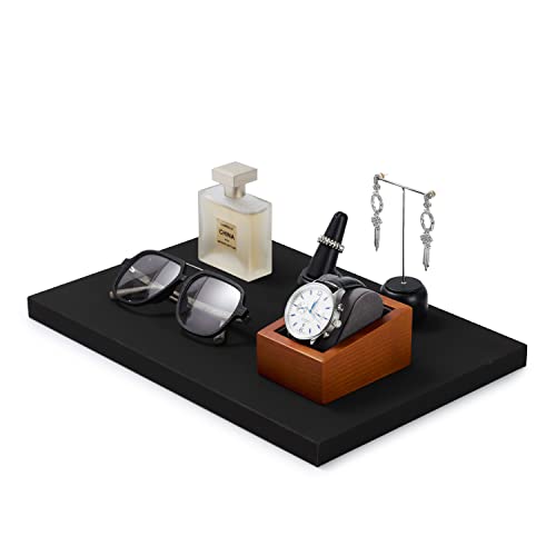 Oirlv Solid Wood Single Watch Display Stand Showcase Jewelry Stand Watch Holder with Pillow(Square Single, Grey) - color: Grey, size: Square Single