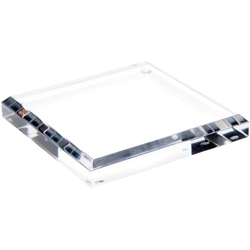 Plymor Clear Acrylic Square Beveled Display Base, 5" W x 5" D x 0.75" H - size: 5" x 5" x 0.75"