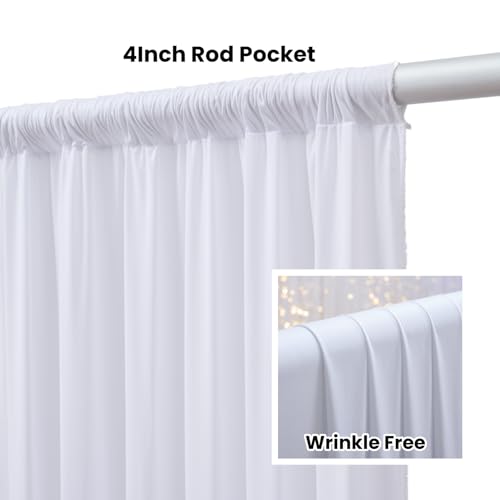 20FTx12FT White Wrinkle-Free Wedding Backdrop Curtain -Silky Washable White Polyester Drapes for Baby Showers, Birthday Parties, Photography, and Wedding Receptions-4 Panels 5FTx12FT - color: White, size: W5' x H12'(4 panels)