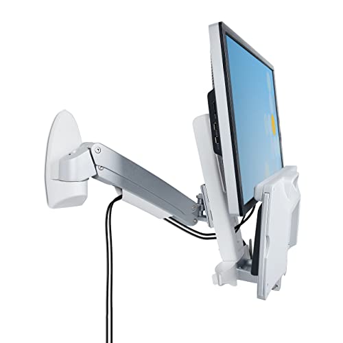 StarTech.com Wall Mount Workstation, Full Motion Sit Stand Desk w/Height Adjustable VESA Monitor Arm & Keyboard Tray, Ergonomic Wall Mounted Computer Workstation, Single Display, TAA - color: Silver, style: Wall Mount – Spring Arm