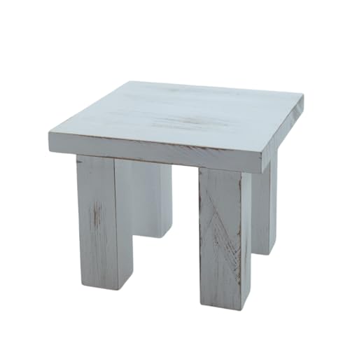 Newborn Photography Props Wooden Table Mini Bedside Table Rustic Square End Table Baby Photoshoot Props Display Risers for Any Newborn Bed and Birthday Cake Smash Photoshoots - size: Mini Table White