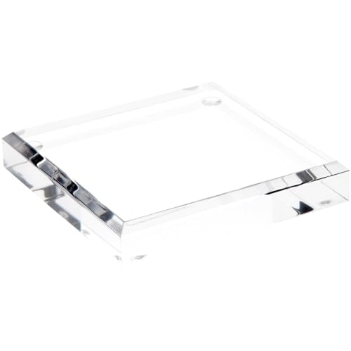 Plymor Clear Acrylic Square Beveled Display Base, 4" W x 4" D x 0.75" H - size: 4" x 4" x 0.75"