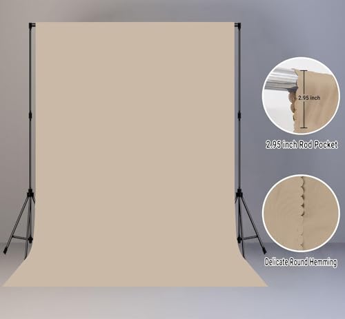 Beige Backdrop for Photography 6x9ft Zoom Screen Meeting, Game Live Studio Shooting Props High Density Fabric - color: Beige, size: 6X9ft