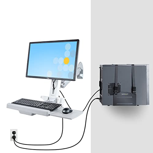 StarTech.com Wall Mount Workstation, Full Motion Sit Stand Desk w/Height Adjustable VESA Monitor Arm & Keyboard Tray, Ergonomic Wall Mounted Computer Workstation, Single Display, TAA - color: Silver, style: Wall Mount – Spring Arm