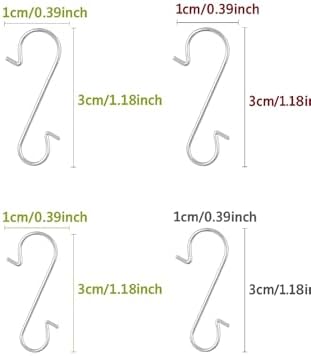 Set of 60 Silver Metal Wire Christmas Ornaments Hooks Hangers 1.16 Inches