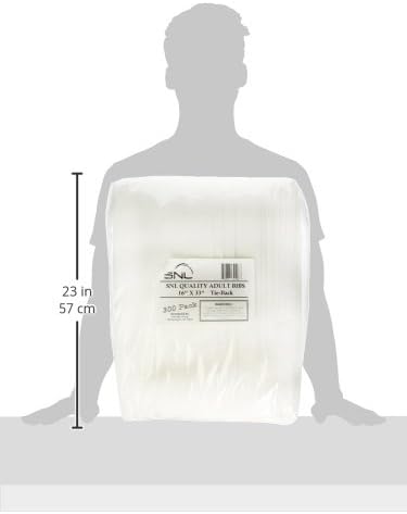 SNL Quality Disposable Adult Poly-Lined Bibs - 16" X 28" - Tie-Back (Pack of 300)