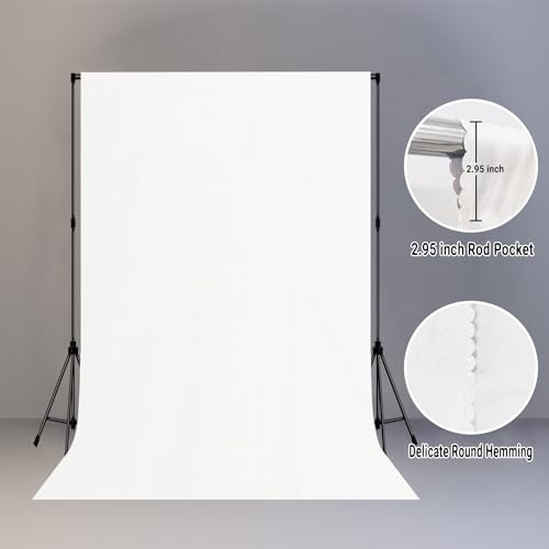 White Screen Backdrop for Photography 6x9ft Zoom Meeting, Game Live Steaming Photo Studio Shooting Props High Density Fabric Background - color: White, size: 6X9ft
