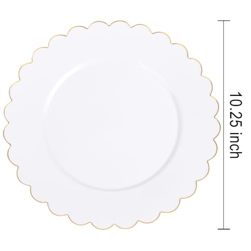 SUT 72 Pcs White Plates Disposable, White Plastic Plates With Gold Trim, 10.25 Inch Gold Dinner Plates, Fancy Plastic Plates, Plates Disposable Heavy Duty for Parties, Banquets - color: White Gold, size: 10.25 Inch